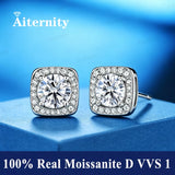 Dazzling 0.3CT 0.5CT 2CT Silver Square Round Moissanite Diamonds Stud Earrings