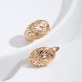 14K Gold Filled Geometric Oval Flower Twist Fashion Gothic Jewellery Retro Earrings