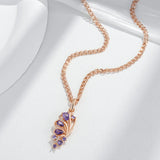 14K Filled Gold Fashion Lilac With Purple AAA Zircon Crystals Pendand Necklace For Women
