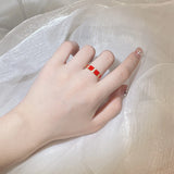 Classic 18 KGP Red Drip Simple Handmade Enamel Party Ring Wedding Jewellery