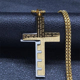 Cross Christian Church Prayer Necklace - Stainless Steel Gold Colour Bible Amulet Necklaces Jewellery - The Jewellery Supermarket