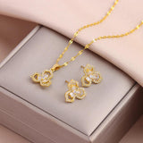 New Trendy 18K Gold Plated Necklaces Earrings For Women - Daily Wear Stainless Steel Jewellery Set  - The Jewellery Supermarket