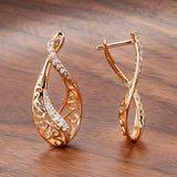 14K Gold Filled Fashion Trendy AAA Zircon Diamonds Hollow Drop Vintage Earrings