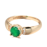 14K Rolled Gold with Circle Cut AAA Emerald Zircon Crystal Elegant Delicate Ring