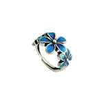 Cloisonne Handmade Enamel Flower Ethnic Style Blue Fashionable Creative Rings