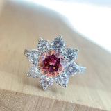 Lovely Total 4Ct Red Sunflower Moissanite Diamonds Necklace Ring Earrings Jewellery Set for Women for All occasions - The Jewellery Supermarket