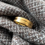 Flat Brushed Polishing Center Groove 6mm Wedding Engagement Gold Tungsten Rings