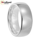 Dome High Polish Classics I Love You 6/8MM Men Women Wedding Tungsten Couple Rings