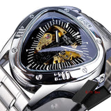 Fashion Top Brand Triangle Men's Automatic Mechanical Hollow Luxury Golden Full Stainless Steel Men's Wrist Watches