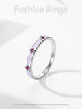 925 Sterling Silver Fashion Charm AAAA Lab Created Purple Enamel Process Ring