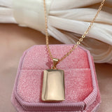 Trendy Elegant Glossy 14K Rolled Rose Gold Square Pendant Necklace For Women - Party Fine Jewellery