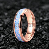 Rainbow Fire Opal Inlay 4/6/8mm Tungsten Carbide  Men Women Comfort Fit Rings