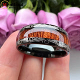 Vintage Koa And Dark Red Wood Inlay Dome 8MM Men Women Tungsten Carbide Rings