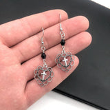 Gothic Punk Style Hollow Heart Cross Pendant Earrings - Religious Dark Art Goth Jewellery Earrings for Women - The Jewellery Supermarket