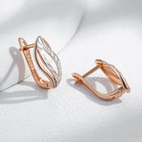 14 Karat Gold Filled Two tone Fashion Glossy Hollow Leaves Dangle Vintage Earrings