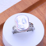 Irregular Big Baroque Natural Pearl Gold AAA Zircon Diamonds Silver Colour Rings