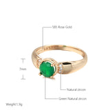 14K Rolled Gold with Circle Cut AAA Emerald Zircon Crystal Elegant Delicate Ring