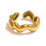 18K Gold Plated Stainless Steel  Heart Love Casting Open Ring Popular Fashion Jewellery