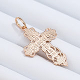 New Orthodox Church Rolled Rose Gold of 14-Karat Purity Cross Necklace - Charming Fine Religious Daily Jewellery