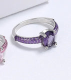 Exquisite Enamel Classic Inlay Blue Purple Black Yellow AAA Zircon Rings
