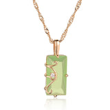 14K Gold Filled Fog Green Square AAA Zircon Crystal Elegant Necklace For Women