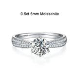 Excellent 0.5ct 1ct VVS1 D Colour Moissanite Diamond Engagement Silver 18KGP Ring