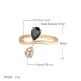 New Style Fashion Rolled 14K Rose Gold With Black AAA Zircon Crystal Ring - High Quality Daily Fine Jewellery