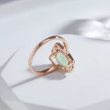 New Season 14K Rolled Rose Gold Geometric Hollow Oval Mist Green AAA Zircon Crsytasl Ring - Fashion Jewellery