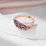 14K Filled Gold Fine Purple Leaf AAA Zircon Crystals Luxury Trendy Rings For Women