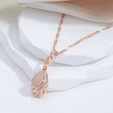 Vintage Glossy Simple Water Drop Filled Rose Gold of 14-Karat Purity Pendant Necklace -  Ethnic Style Jewellery