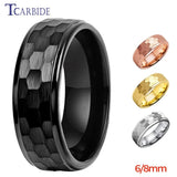 New Black Hammer Domed Brushed 6MM 8MM Tungsten Comfort Fit Wedding Rings For Men And Women - Fashion Jewellery - The Jewellery Supermarket