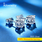 Dazzling 0.3CT 0.5CT 2CT Silver Square Round Moissanite Diamonds Stud Earrings