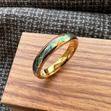Multicolor Abalone Shell Inlay Domed Polished 4/6/8MM Men Women Tungsten Rings
