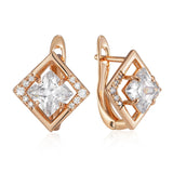 14 Karat Gold Filled Luxury Shiny Square AAA Zircon Princess Cut Diamond Earrings