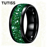 Green Crystal Stone Inlay 10mm Large Size Gold Colour Tungsten Carbide Rings