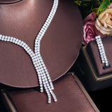 New Shiny AAA+ Cubic Zirconia Diamonds Elegant Long Dangling Drop Tassel Wedding Costume Jewellery Sets - The Jewellery Supermarket