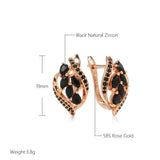 New Arrival Black AAA Zircon Crystals Full Paved Earrings For Women Luxury 14K Filled Rose Gold Daily Jewellery