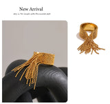 18K Gold Plated Stainless Steel Chain Tassel Adjustable High Quality Charm Stylish Ring