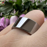 Flat Finish Design 10MM 12MM Wide Glossy Large Men's Shiny Wedding Tungsten Ring