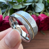 Guitar String Ring Silver Hammer 8MM Men Women Tungsten Carbide Wedding Ring