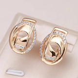 New Trend Creative 14K Rolled Rose Gold AAA Zircon Diamonds Glossy Drop Earrings - Fashion Party Jewellery