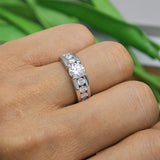 VVS1 D Colour  Moissanite Wedding 925 Sterling Silver with Gold Plated Eternity Ring