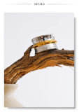 18K Gold Plated Stainless Steel Wide Minimalist  two-tone Distinctive High Quality Ring