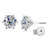 New 1ct Moissanite with GRA s925 Sterling Sliver Plated 18k White Gold Stud Earring for Women Fine Jewellery