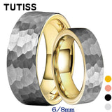 New Arrival Two Colors 6/8mm Flat Tungsten Hammer Comfortable Fit Wedding Rings - Men Women Fashion Jewellery - The Jewellery Supermarket