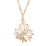 14K Rolled Gold Smooth Elegant Choker Maple Leaf Pendant Fashion Women Pendant Necklace