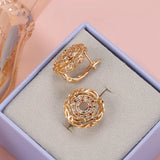 14K Gold Filed Moroccan Desert Style Colorful AAA Zircon Diamonds Earrings for Women
