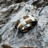 Pipe Cut Cubic Zirconia Stone Inlay 8mm Tungsten Carbide Ring for Men Women