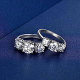 Fashionable Design, High-End Luxury 925 Sterling Silver 2/4 Carat Moissanite Diamonds 3-Row Ring, Fine Jewellery