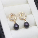 Flower Shape Design Real Multicolour Pearls AAA Zircon Diamonds Silver Earrings